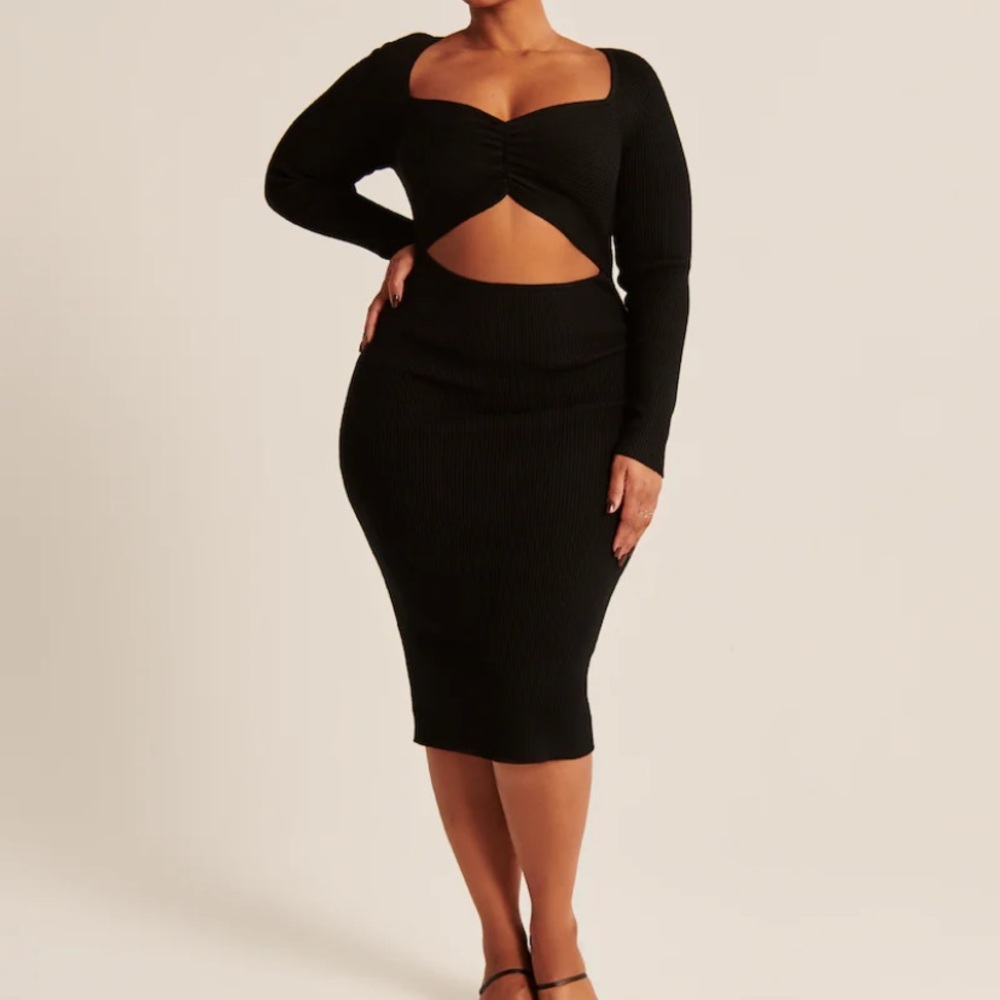 Abercrombie Cinched Front Cutout Midi Sweater Dress